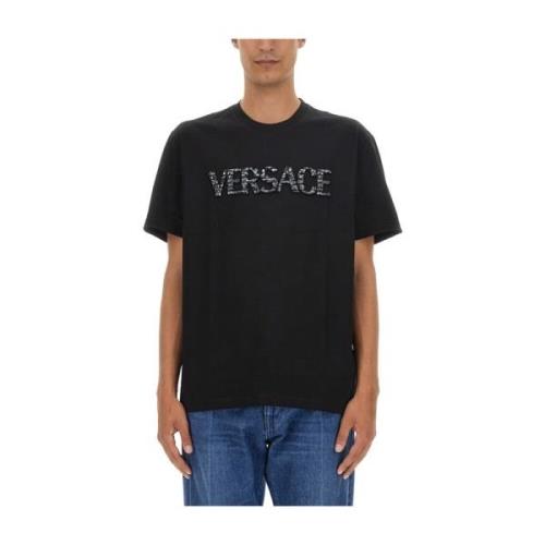 Krokodil Logo T-shirt Versace , Black , Heren