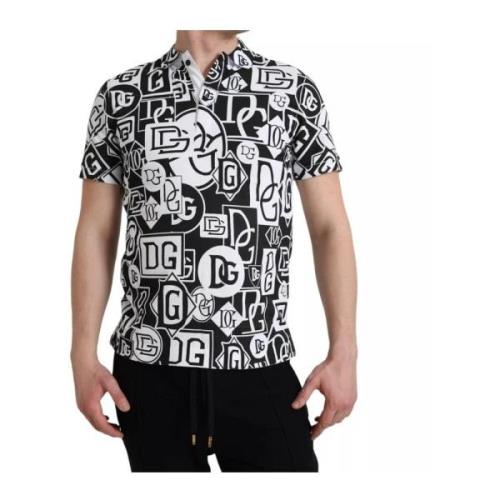 Klassieke Logo Print Polo T-shirt Dolce & Gabbana , Black , Heren