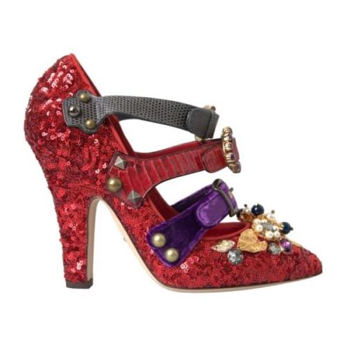 Rode Kristal Mary Jane Pumps Dolce & Gabbana , Red , Dames