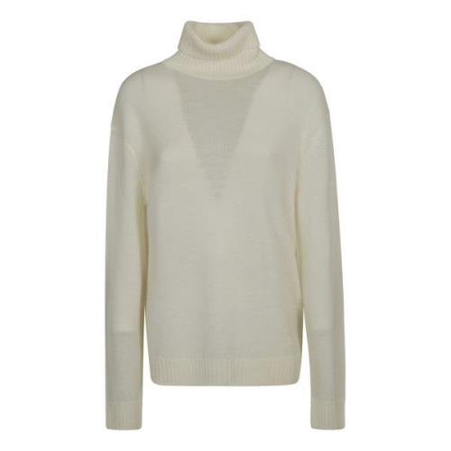 Witte Snow Roll Neck Wollen Trui Jil Sander , Beige , Dames