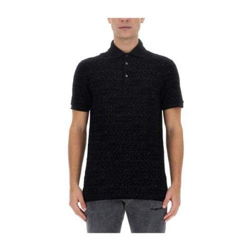 Logo Polo Shirt 100% Katoen Italië Dolce & Gabbana , Black , Heren