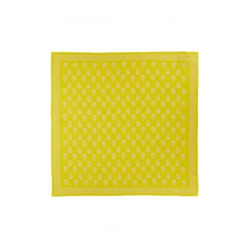 Schedel Biker Print Sjaal Alexander McQueen , Yellow , Dames