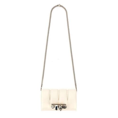 Slash Clutch Tas met Ketting Schouderband Alexander McQueen , White , ...