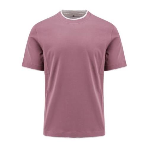 Katoenen Crew-neck T-shirt met korte mouwen Brunello Cucinelli , Purpl...