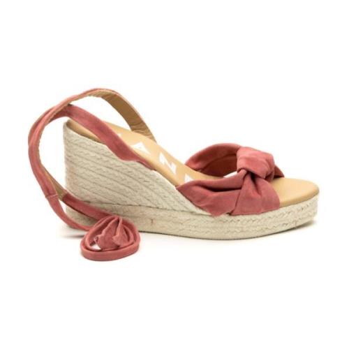 Stijlvolle Wedge Espadrilles met Knoopdetail Manebí , Pink , Dames