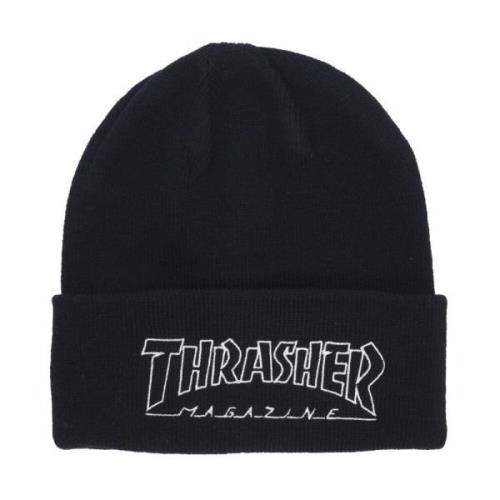 Geborduurde Logo Beanie Hoed Zwart/Wit Thrasher , Black , Heren