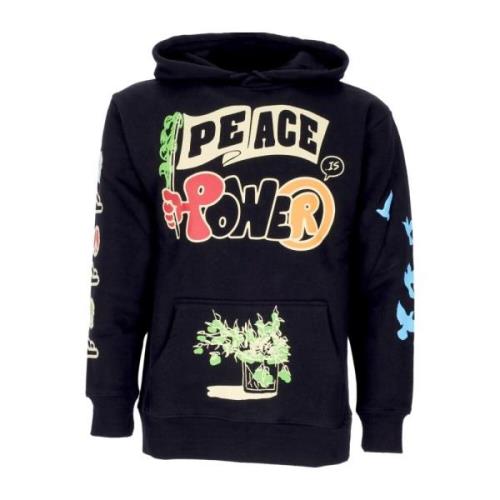 Zwarte hoodie met Peace and Power print Market , Black , Heren