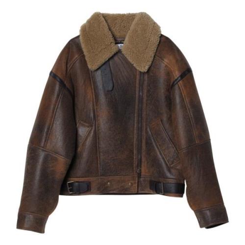 Leren Bikerjack Acne Studios , Brown , Dames