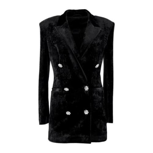 Fluwelen Blazerjurk in Zwart Viscose The Attico , Black , Dames