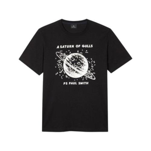 T-Shirt Saturn PS By Paul Smith , Black , Heren