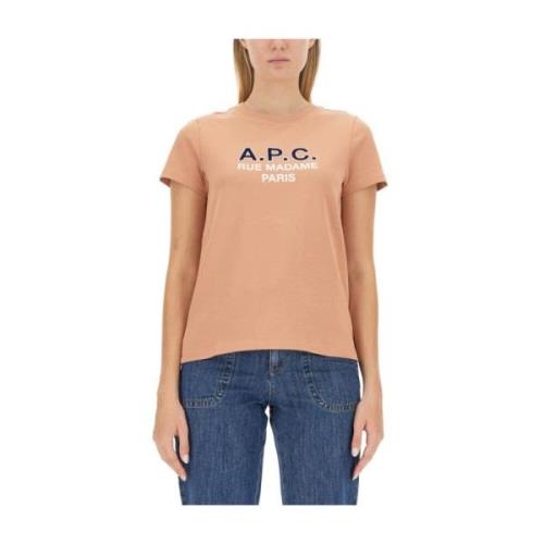 T-shirt met logoprint A.p.c. , Pink , Dames