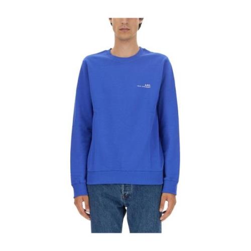 Logo Sweatshirt Regular Fit 100% Katoen A.p.c. , Blue , Heren