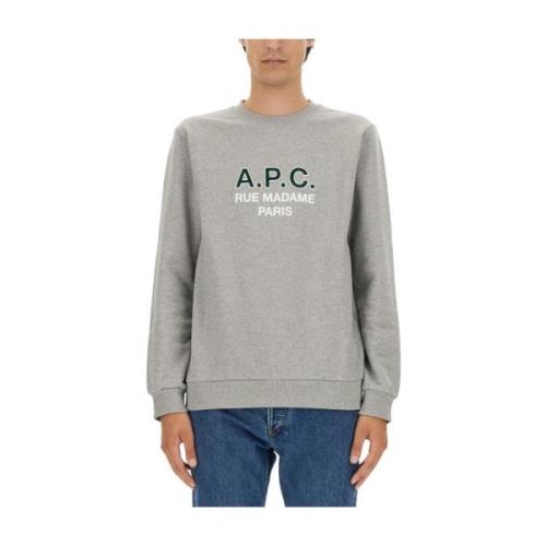 Logo Sweatshirt Regular Fit 100% Katoen A.p.c. , Gray , Heren