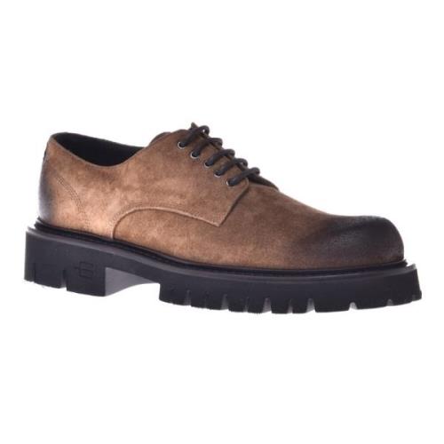 Lace-ups in beige suede Baldinini , Brown , Heren