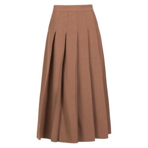 Chocoladebruine Geplooide Midi Rok Jaaf , Brown , Dames