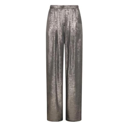 Broek van Vloeibaar Gelamineerd Materiaal met Rok Effect Momoni , Gray...