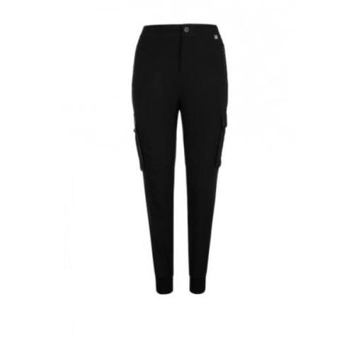 Cargo broek met geribbelde manchetten Twinset , Black , Dames