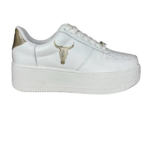 Witte sneakers met gouden logo Windsor Smith , White , Dames