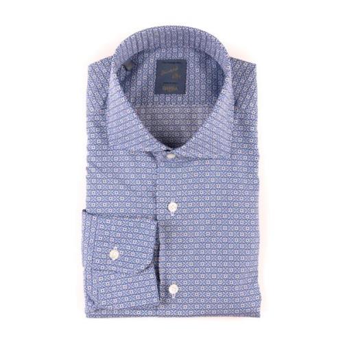 Lichtblauwe Hals Shirt Barba , Blue , Heren