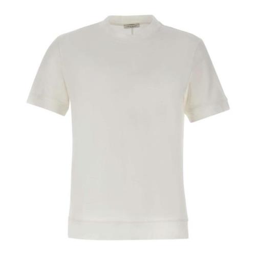 Witte Katoenen T-shirt met Ronde Hals Paolo Pecora , White , Heren