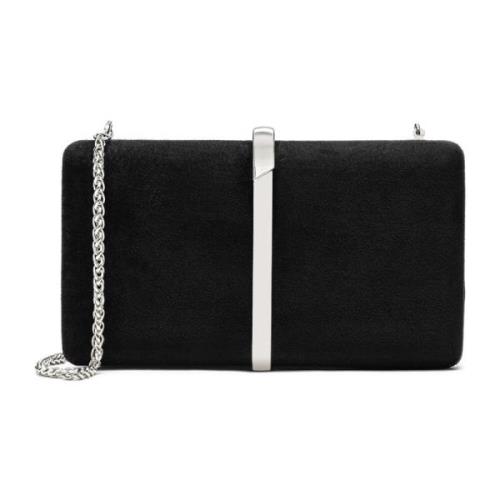 Elegante zwarte clutch tas met zilveren hardware Kazar , Black , Dames