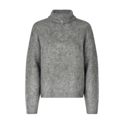 Grijze Fluffy Halve Rits Kane Trui Modström , Gray , Dames