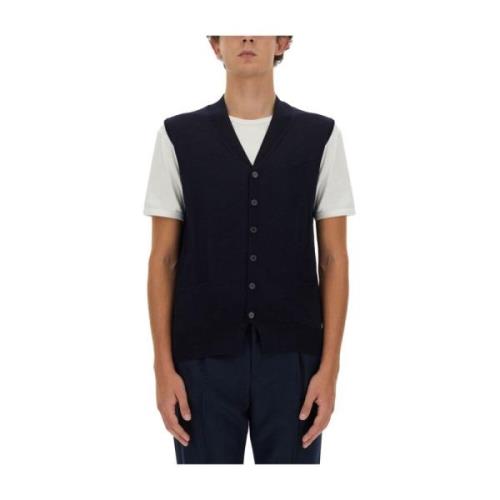 Wollen V-hals Vest Regular Fit Ballantyne , Blue , Heren