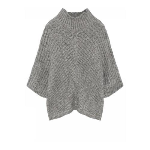 Roll Neck Cape Gebreid Staal Gustav , Gray , Dames