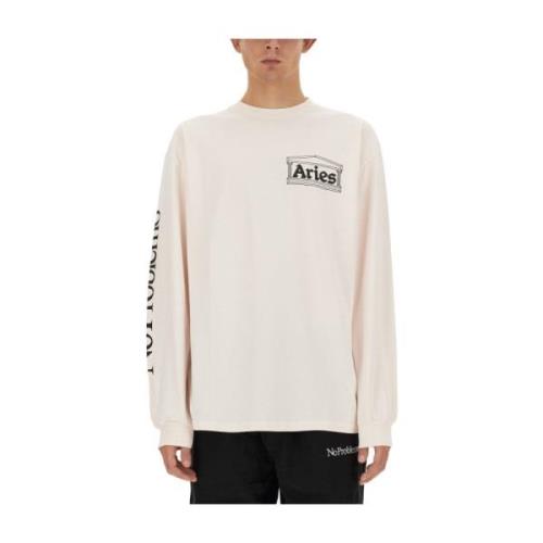 Sweatshirt met logoprint Aries , White , Heren