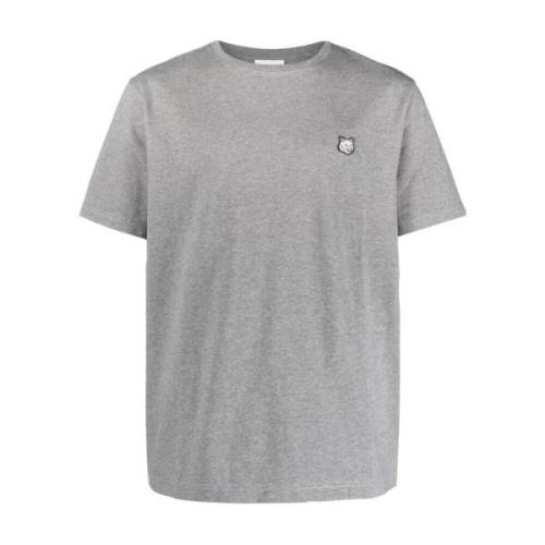 Bold Fox Patch Katoenen T-Shirt Maison Kitsuné , Gray , Heren