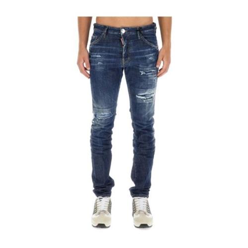 Slim Fit Katoenen Jeans Gemaakt in Italië Dsquared2 , Blue , Heren