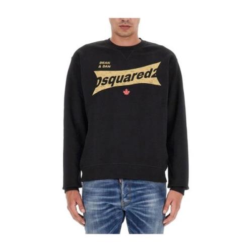 Sweatshirt met logoprint Dsquared2 , Black , Heren