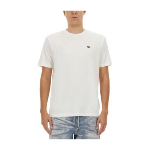 T-shirt met logoprint Diesel , White , Heren