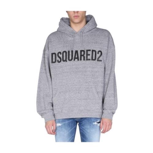 Hoodie met logo print Oversized Fit Dsquared2 , Gray , Heren