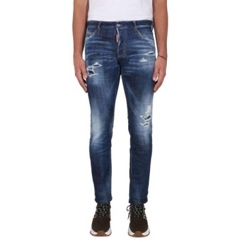 Slim Fit Jeans met knoopsluiting Dsquared2 , Blue , Heren