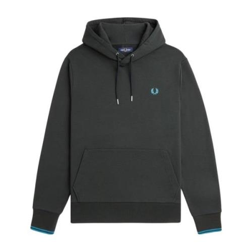 Groene Tipped Hooded Sweatshirt Top Fred Perry , Green , Heren