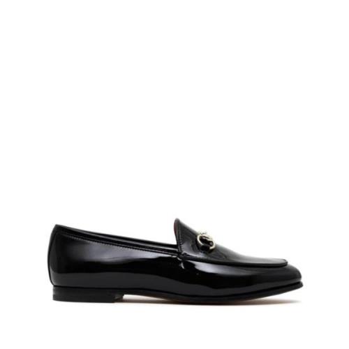 Zwarte platte schoenen met Horsebit-detail Gucci , Black , Dames