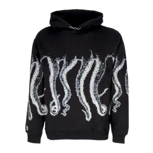 Zwarte Outline Hoodie met Tentakel Logo Octopus , Black , Heren