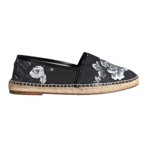 Zwart Wit Bloemen Espadrilles Schoenen Dolce & Gabbana , Black , Heren