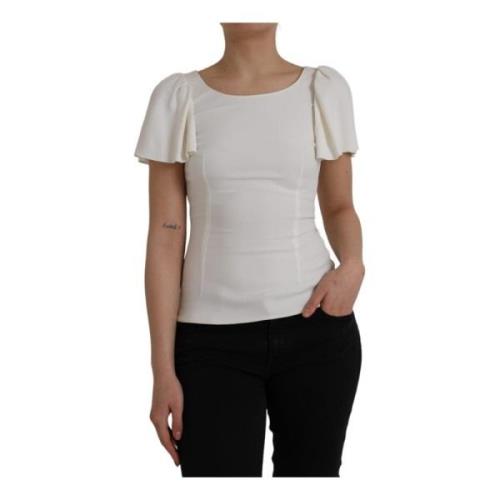 Witte Korte Mouwen Top Ronde Hals Dolce & Gabbana , White , Dames