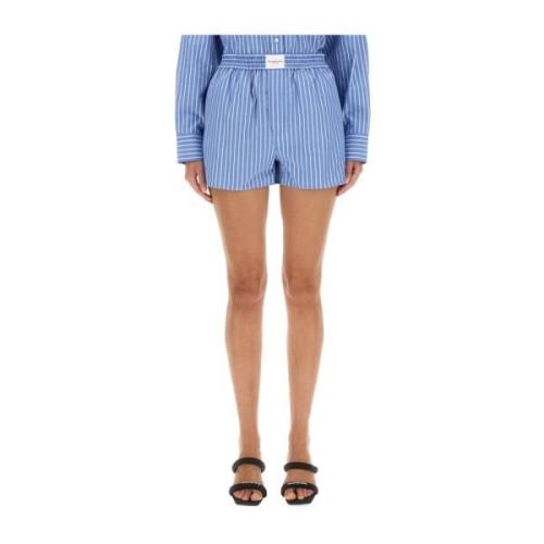 Logo Elastische Taille Shorts Alexander Wang , Blue , Dames