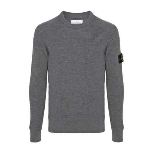 Grijze Sweater met Engelse Rib Kraag Stone Island , Gray , Heren