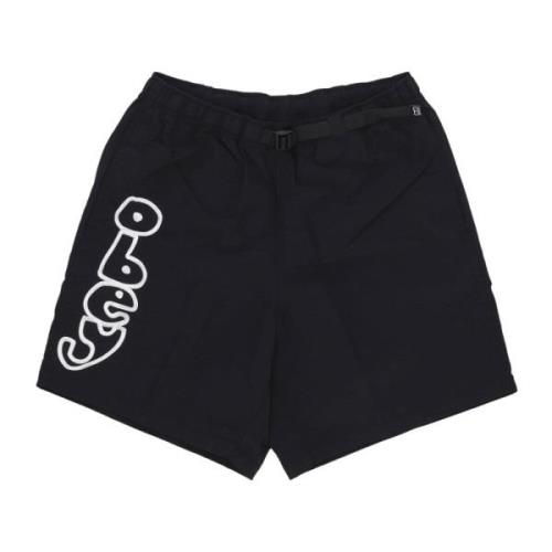 Zwarte Web Riem Shorts met Zakken Obey , Black , Heren