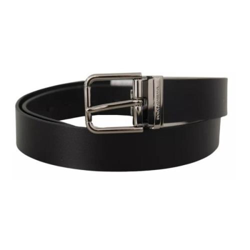 Zwarte leren riem met metalen gesp Dolce & Gabbana , Black , Heren