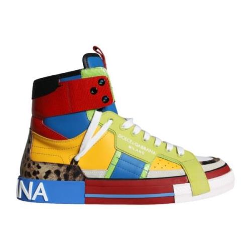 Multicolor Leren High-Top Sneakers Dolce & Gabbana , Multicolor , Here...