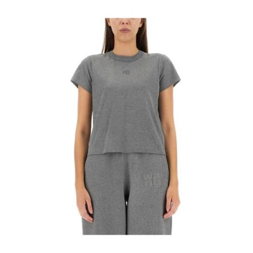 T-shirt met logo print Alexander Wang , Gray , Dames