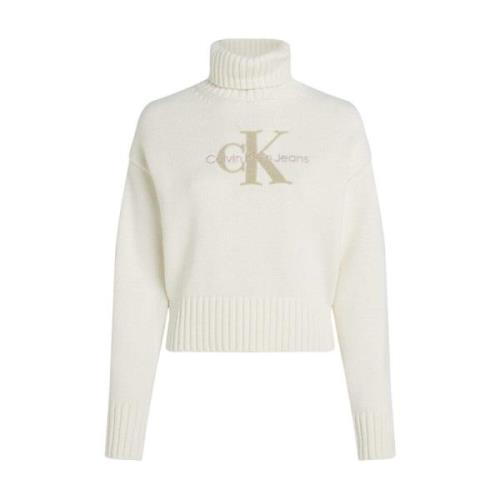 Gedrukte Turtleneck Trui Calvin Klein Jeans , White , Dames