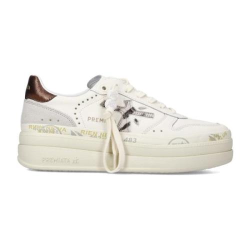 Witte Leren Sneakers Hoge Zool Premiata , White , Dames