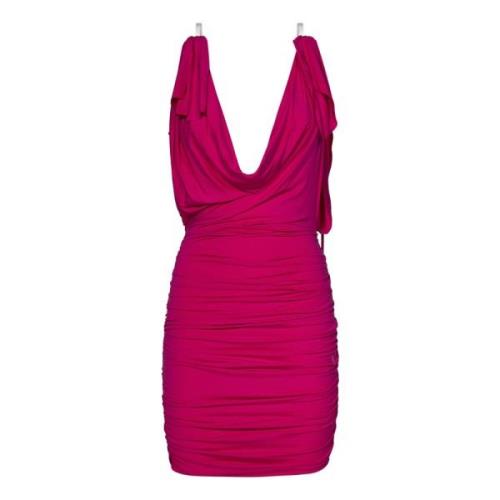 Fuchsia Mini Jurk met Transparante Bandjes The Attico , Pink , Dames