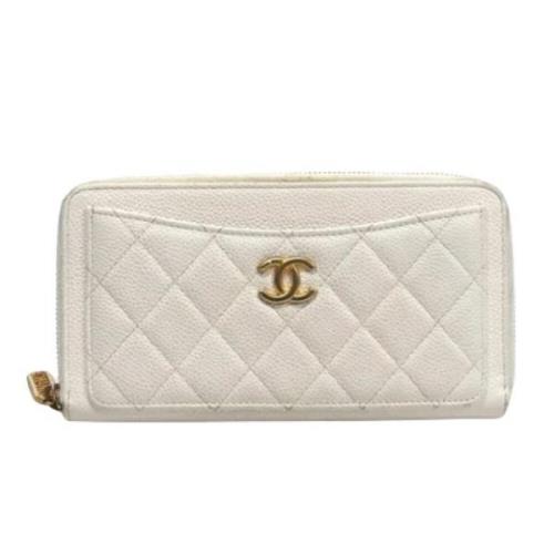 Pre-owned Leather wallets Chanel Vintage , White , Dames